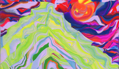 abstract painted artwork from David Ehrlich (green, purple, yellow, red)